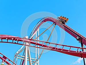 Roller coaster car going upward full speed
