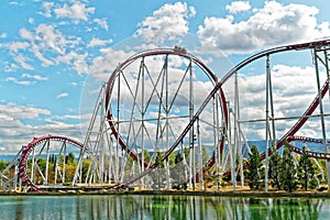Roller coaster car going upward full speed