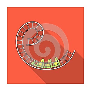 Roller coaster for children and adults. Dead loops, dangerous turns, terrible rides.Amusement park single icon in flat
