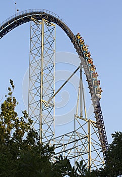 Roller coaster descending