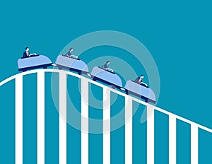 Roller coaster economy. Concept business vector illustration. Flat character design