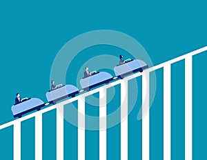 Roller coaster economy. Concept business vector illustration. Teamwork, Upwards