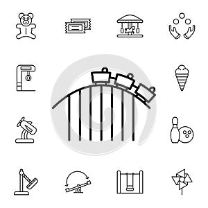 Roller coaster flat vector icon in amusement pack