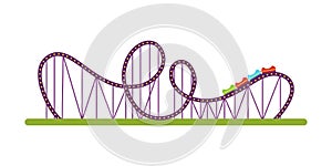 Roller coaster flat vector illustration isolated on white background