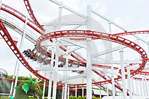 Roller coaster. Long exposure.