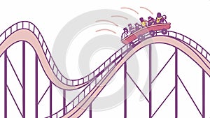 Roller coaster ride, amusement park and thrill concept vector design Generative AI photo