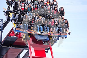 Roller coaster ride Busch Gardens Sheikra closeup