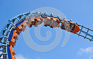 Roller coaster ride filled with thrill seekers