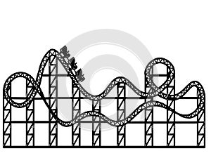 Roller coaster. Sketch scratch board imitation color. Engraving vector.