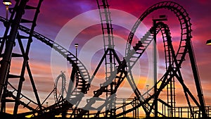 Roller coaster thrill ride at amusement park