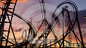 Roller coaster thrill ride at amusement park