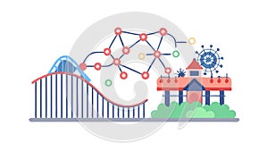 Roller Coaster Track, Symbolizing Life's Ups and Downs, vector design Generative AI