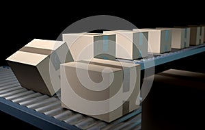 Roller Conveyor With Boxes