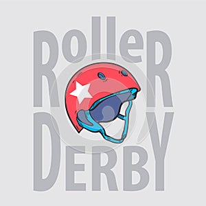 Roller derby helmet typography, t-shirt graphics