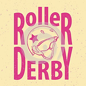 Roller derby helmet typography, t-shirt graphics, vectors