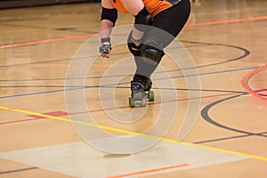 Roller derby players compete