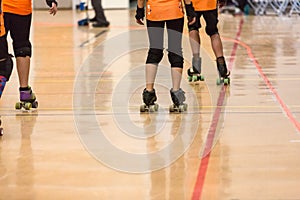 Roller derby players compete