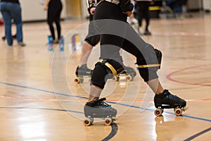Roller derby players compete