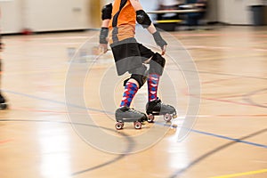 Roller derby players compete