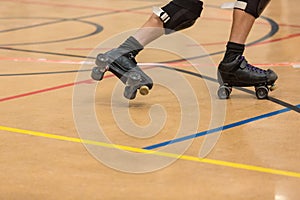 Roller derby players compete