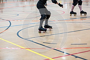 Roller derby players compete