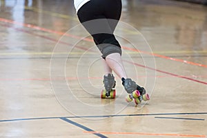 Roller derby players compete