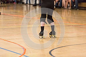 Roller derby players compete