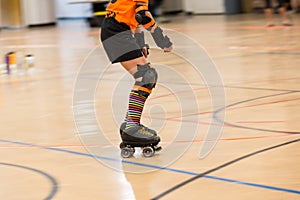 Roller derby players compete