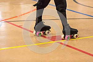 Roller derby players compete