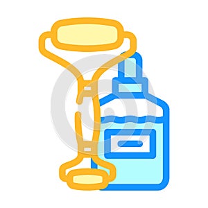 roller face massager color icon vector illustration