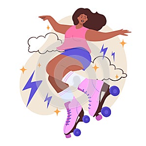 Roller girl in the sky