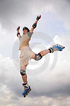 Roller jump in sky