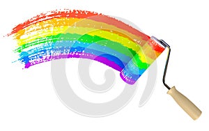 Roller paint wall color of rainbow