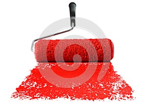 Roller With Red Paint