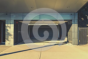 Roller shutter building entrance