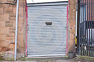 Roller shutter door closed business garage entrance door