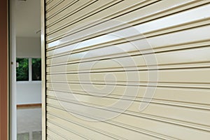 Roller shutter door in warehouse building