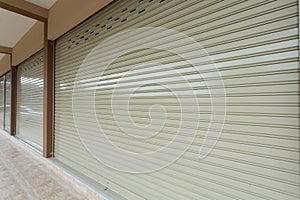 Roller shutter door in warehouse building