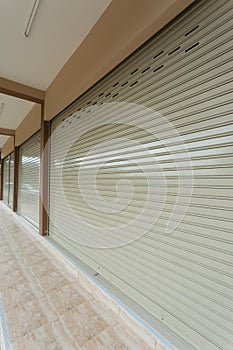 Roller shutter door in warehouse building