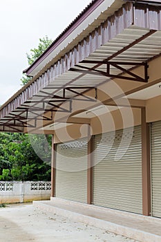 Roller shutter door in warehouse building