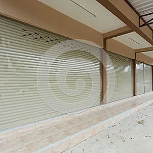 Roller shutter door in warehouse building