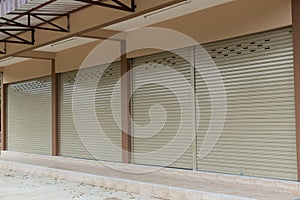 Roller shutter door in warehouse building