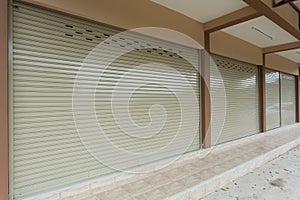 Roller shutter door in warehouse building