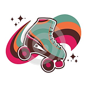 Roller skate boot with rainbow wave