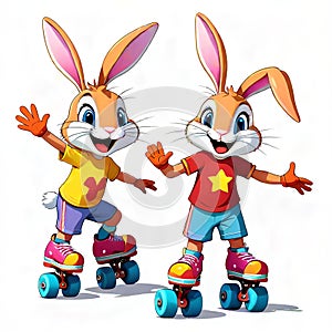 Roller skate rabbit happy face rollerskate entertainment