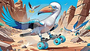 roller skate skateboard skates blue footed booby bird outdoor sport