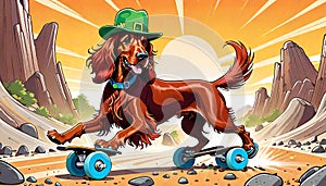roller skate skateboard skates irish setter puppy dog sport track