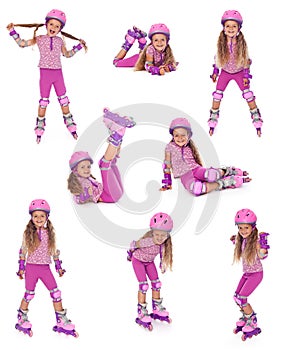 Roller skater girl in different positions