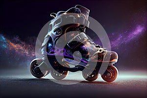 Roller skates isolated on black background. generative ai