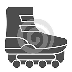 Roller skates solid icon. Shoe on casters vector illustration isolated on white. Footwear glyph style design, designed